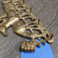 3 Horses - 5 Hook Wall Mount Brass Key Rack *vgc/gc, stains, scratches, rubs

