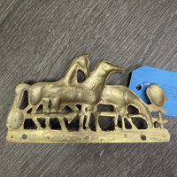 3 Horses - 5 Hook Wall Mount Brass Key Rack *vgc/gc, stains, scratches, rubs

