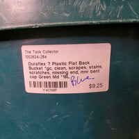 Plastic Flat Back Bucket *gc, clean, scrapes, stains, scratches, missing end, mnr bent cap
