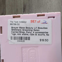 Mane Beauty Li'l Beauties: Shimmers Grooming Salon Carrier/Shop, Pony, 4 accessories *vgc, mnr stains, rubs & scuffs, No accessories
