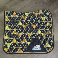 Quilt Satin Dressage Saddle Pad, piping *xc/vgc, mnr puckers, dirt?stains, sparkles, hair, curled corners
