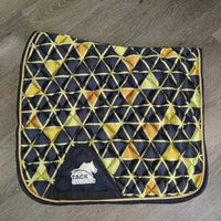 Quilt Satin Dressage Saddle Pad, piping *xc/vgc, mnr puckers, dirt?stains, sparkles, hair, curled corners
