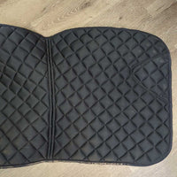 Quilt Satin Dressage Saddle Pad, piping *xc/vgc, mnr puckers, dirt?stains, sparkles, hair, curled corners
