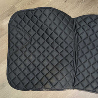 Quilt Satin Dressage Saddle Pad, piping *xc/vgc, mnr puckers, dirt?stains, sparkles, hair, curled corners
