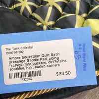 Quilt Satin Dressage Saddle Pad, piping *xc/vgc, mnr puckers, dirt?stains, sparkles, hair, curled corners
