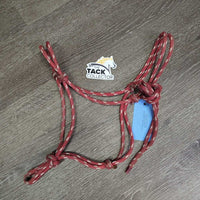 Soft Nylon Rope Halter *gc, clean, cut leather tassel, faded, snags, stains, frays
