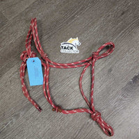 Soft Nylon Rope Halter *gc, clean, cut leather tassel, faded, snags, stains, frays
