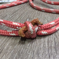 Soft Nylon Rope Halter *gc, clean, cut leather tassel, faded, snags, stains, frays
