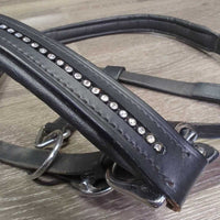 Padded Leather Halter, bling, adj, snap *vgc, clean & mnr dirt, creases & folds, elastic keeper
