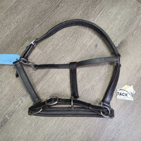 Padded Leather Halter, bling, adj, snap *vgc, clean & mnr dirt, creases & folds, elastic keeper
