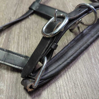 Padded Leather Halter, bling, adj, snap *vgc, clean & mnr dirt, creases & folds, elastic keeper
