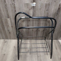 Metal Folding Saddle Stand, wire bottom rack, nylon loops *vgc, dusty, scuffs
