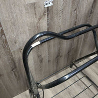 Metal Folding Saddle Stand, wire bottom rack, nylon loops *vgc, dusty, scuffs
