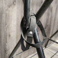 Metal Folding Saddle Stand, wire bottom rack, nylon loops *vgc, dusty, scuffs
