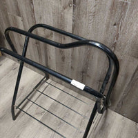 Metal Folding Saddle Stand, wire bottom rack, nylon loops *vgc, dusty, scuffs
