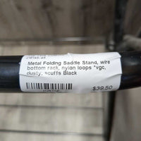 Metal Folding Saddle Stand, wire bottom rack, nylon loops *vgc, dusty, scuffs
