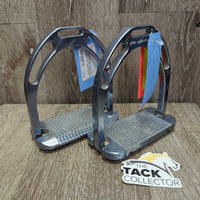 Wide Base Metal Stirrup Irons *vgc, clean, mnr dirt, residue, scuffs, dents

