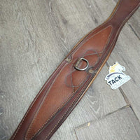 Padded Leather Girth, x3 d rings, 2x els *gc, clean, stains/discolour, wavy els, mnr undone seam

