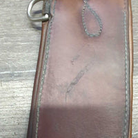 Padded Leather Girth, x3 d rings, 2x els *gc, clean, stains/discolour, wavy els, mnr undone seam
