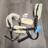 Fleece Lined Nylon Halter, "Kentucky" nameplate, adj, snap *xc, mnr dirt, stains & residue
