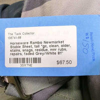 Newmarket Stable Sheet, tail *gc, clean, older, stains, snags, residue, mnr rubs, repairs, faded
