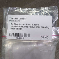 Pr Elasticized Boot Laces, instructions, bag *new, mnr fraying ends
