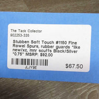 #1150 Fine Rowel Spurs, rubber guards *like new/xc, mnr scuffs
