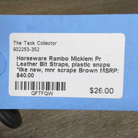 Pr Leather Bit Straps, plastic snaps *like new, mnr scrape
