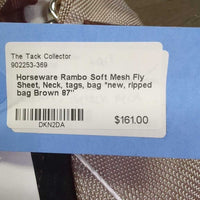 Soft Mesh Fly Sheet, Neck, tags, bag *new, ripped bag
