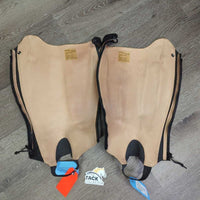 Pr Half Chaps, fleece bag, tags *new, older, oxidized logo, bend
