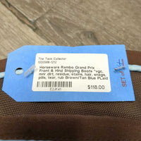 Front & Hind Shipping Boots *vgc, mnr dirt, residue, stains, hair, snags, pills, tear, rub
