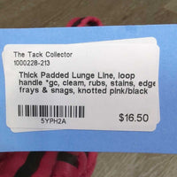 Thick Padded Lunge Line, loop handle *gc, cleam, rubs, stains, edge frays & snags, knotted
