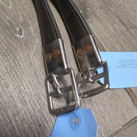 Pr Soft Nylon Lined Stirrup Leathers *vgc/gc, rubbed, curled edge, creases, dents, mnr dirt

