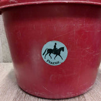 Round Plastic Bucket, handle *gc/fair, dirt, residue, scuffed, scratches, sticker, faded
