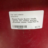 Round Plastic Bucket, handle *gc/fair, dirt, residue, scuffed, scratches, sticker, faded
