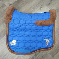 Thick Quilt Dressage Saddle Pad, X3 piping, sheepskin back & rolled edge, bag, *vgc, hairy, clean, mnr rubs, stains, loose thread & runs?slices`

