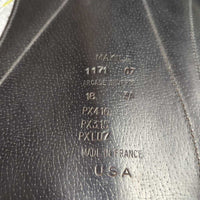 18" MW *5.25" Devoucoux Monoflap Dressage Saddle, Green Devoucoux Cover, Foam Panels, Lg Exterior Front Blocks, Flaps: 16"L x 11"W Serial #: 1171 07 18 3A PX410 PX315 PXLUZ
