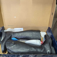 Field Boots, Zipper, cardboard & black plastic forms, box *xc/vgc, clean, mnr film, scuffs, v.puckered & streched-L
