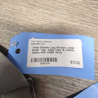 2 Thick Elastic Leg Straps, Loop Ends *vgc, edge rubs & stains, clean, mnr chips
