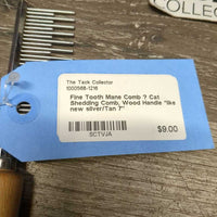Fine Tooth Mane Comb ? Cat Shedding Comb, Wood Handle *like new
