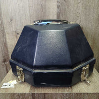 Plastic Hat Carrying Box, mirror *gc, older, dirty, hair, scratches, scuffs, residue, rust
