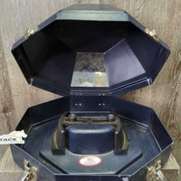 Plastic Hat Carrying Box, mirror *gc, older, dirty, hair, scratches, scuffs, residue, rust
