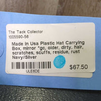 Plastic Hat Carrying Box, mirror *gc, older, dirty, hair, scratches, scuffs, residue, rust
