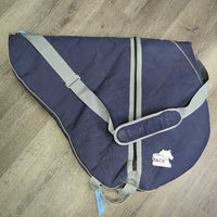 Fleece Lined Padded Saddle Carrying Bag, shoulder strap *vgc, older, snags, mnr stains, dirt/residue, rubs, hair
