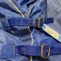 Soft Mesh Fly Sheet, 2 legs, neck *gc, mnr stains, clean, holes/tears, hairy, unstitched & hairy lining seam, faded
