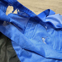 Soft Mesh Fly Sheet, 2 legs, neck *gc, mnr stains, clean, holes/tears, hairy, unstitched & hairy lining seam, faded
