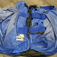 Soft Mesh Fly Sheet, 2 legs, neck *gc, mnr stains, clean, holes/tears, hairy, unstitched & hairy lining seam, faded

