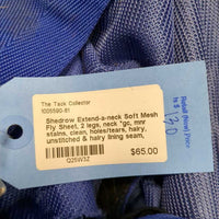 Soft Mesh Fly Sheet, 2 legs, neck *gc, mnr stains, clean, holes/tears, hairy, unstitched & hairy lining seam, faded
