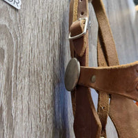 Tooled Headstall, Wide Browband & Noseband, Split Reins, 3.75" Curb Bit *vgc/gc, rubs, scrapes, scratches, stains, older
