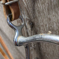 Tooled Headstall, Wide Browband & Noseband, Split Reins, 3.75" Curb Bit *vgc/gc, rubs, scrapes, scratches, stains, older
